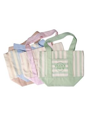 Trader Joe's Pastel Striped Canvas Mini Tote Bag